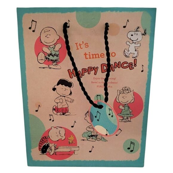 Peanuts Specialty Medium Gift Bag "Its Time To Happy Dance" Dayspring Giftbag - Picture 2 of 6